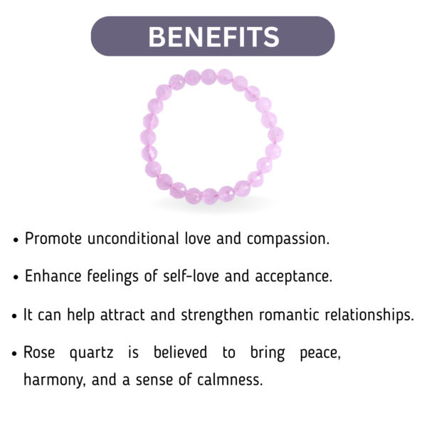 Rose Quartz Diamond Cut Bracelet - Image 2
