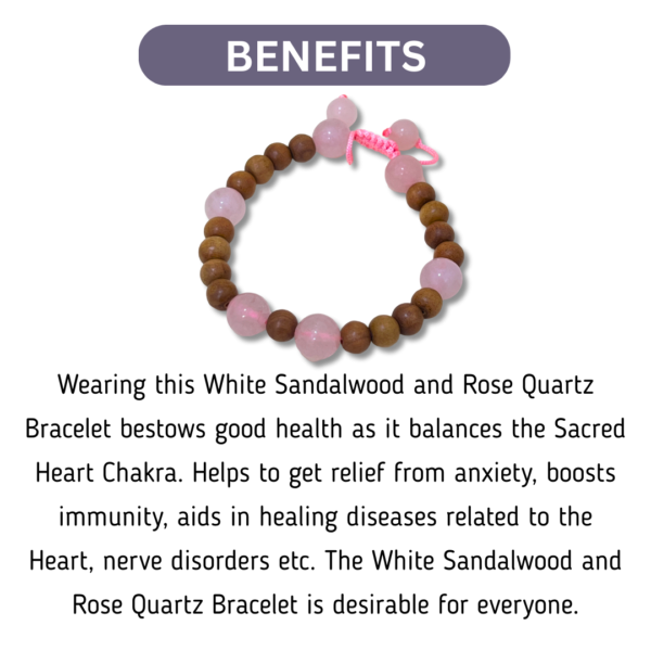 White Sandalwood and Rose Quartz Bracelet - Image 2