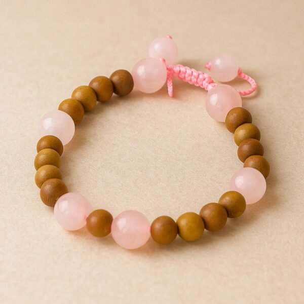 White Sandalwood and Rose Quartz Bracelet