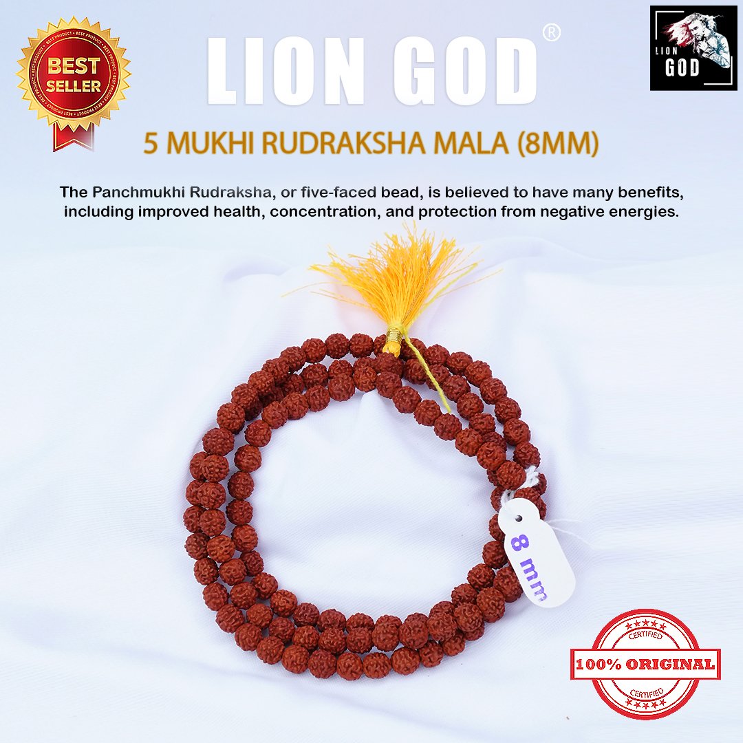 5 Mukhi Rudraksha Mala (8mm)