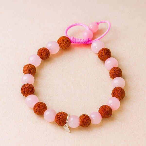 7 Mukhi Rudraksha And Rose Quartz Bracelet (Indonesia)