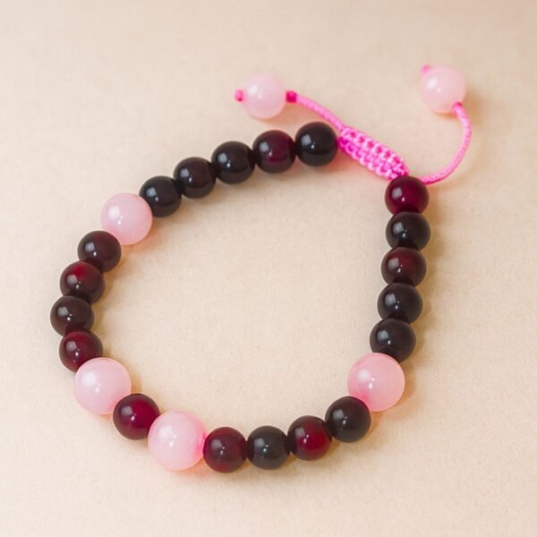 Red Sandalwood and Rose Quartz Bracelet