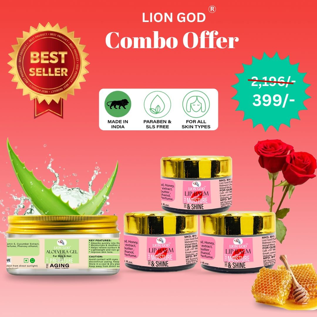 Skin Care Combo (1 Aloevera Gel + 3 Lip Balm)