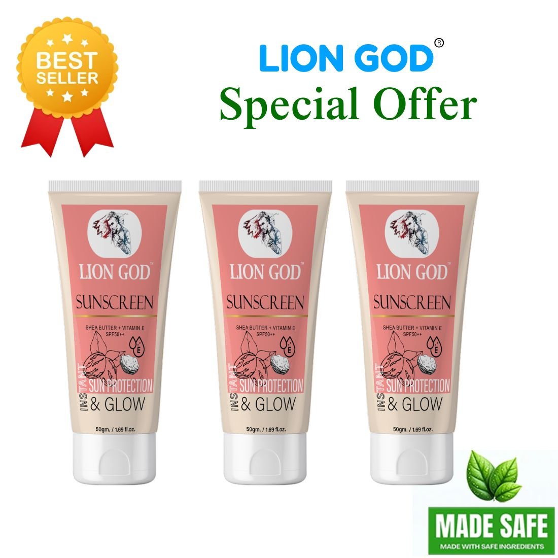 Sunscreen Pack of 3 (Toxin-free, For all-skin-types, SLS and Paraben free, We ensures 100% safe)