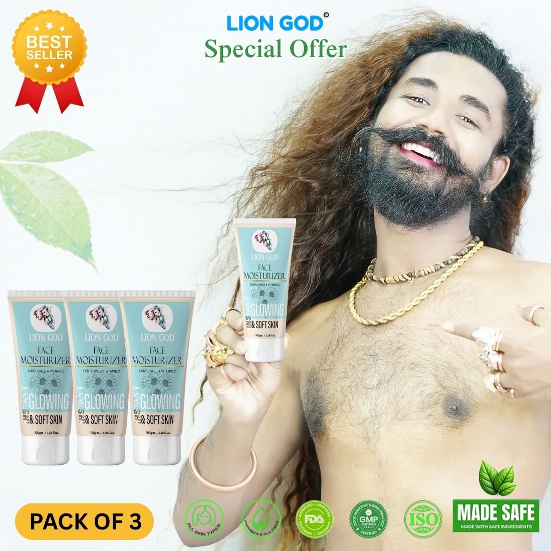 Face Moisturizer Pack of 3 (Toxin-free, For all-skin-types, SLS and Paraben free, We ensures 100% safe)