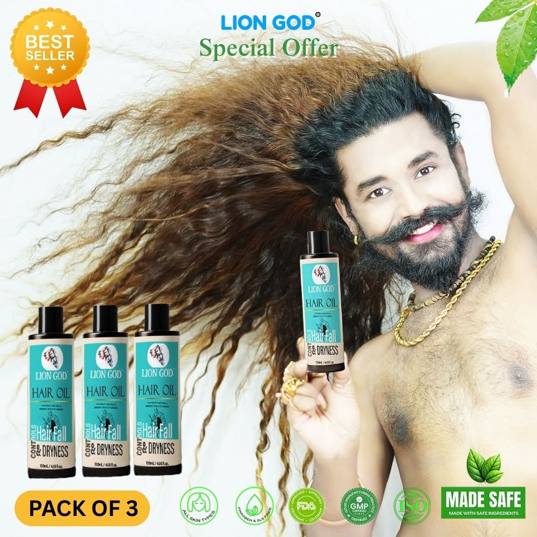 Hair Oil Pack of 3 (Toxin-free, For all-hair-types, SLS and Paraben free, We ensures 100% safe)