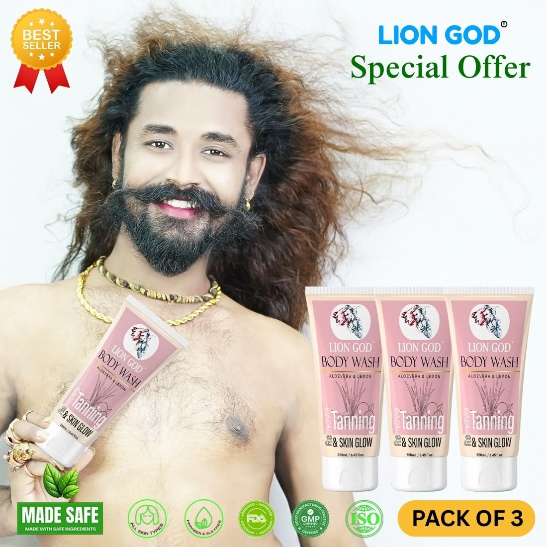 Body Wash Pack Of 3 (Toxin-free, For all-skin-types, SLS and Paraben free, We ensures 100% safe)